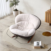 Oversized Plush Rocking Lounge Chair with Curved Wooden Base